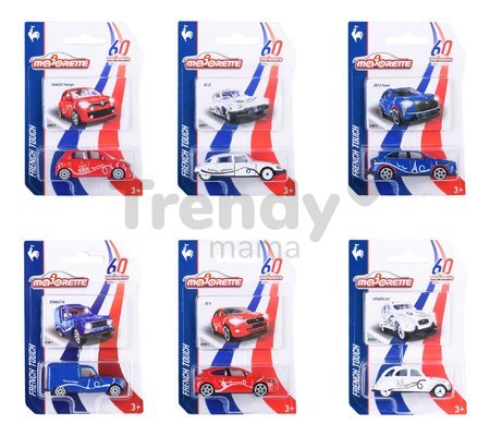 Autíčko French Touch Premium Cars Majorette kovové s odpružením a zberateľskou kartičkou 7,5 cm dĺžka 6 druhov