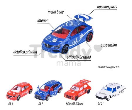 Autíčka French Touch 5 Pieces Giftpack Majorette kovové s odpružením dĺžka 7,5 cm sada 5 druhov v darčekovom balení