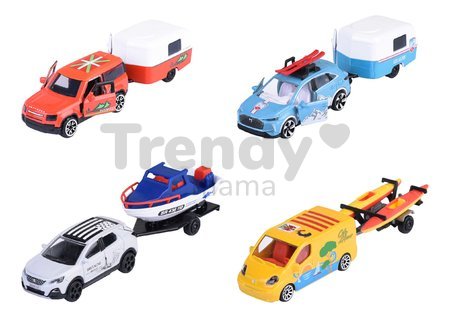 Autíčko s prívesom French Touch Trailer Majorette kovové s odpružením dĺžka 13 cm 4 rôzne druhy