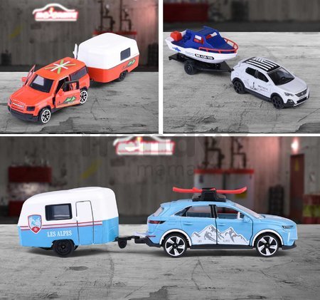 Autíčko s prívesom French Touch Trailer Majorette kovové s odpružením dĺžka 13 cm 4 rôzne druhy