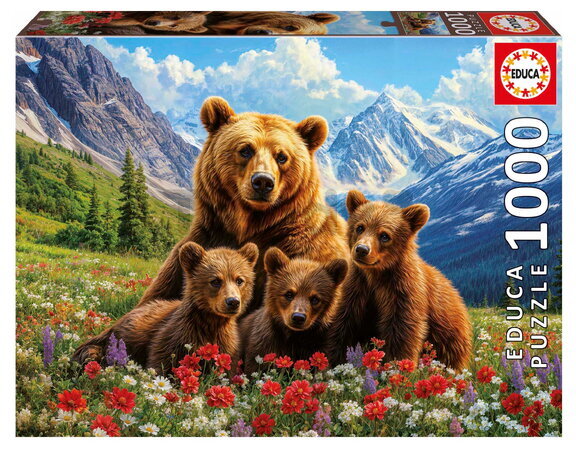 Puzzle Grizzly Bears in Canada Educa 1000 dílků a Fix lepidlo