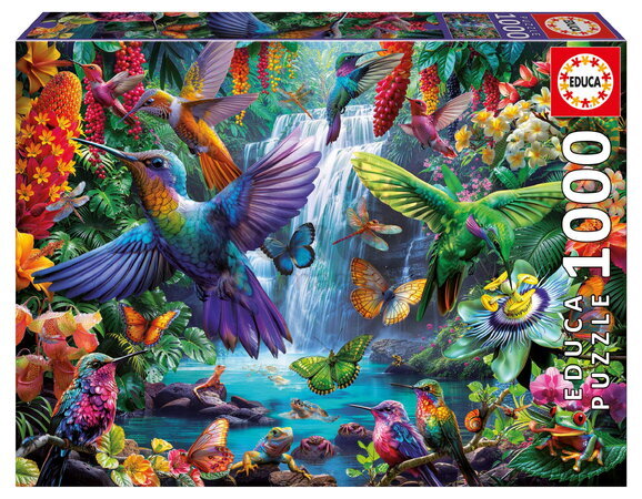 Puzzle Tropical Hummingbirds Educa 1000 dílků a Fix lepidlo