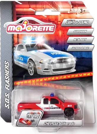 Autíčko zásahové S.O.S. Flashers Majorette kovové so zvukom 7,5 cm dĺžka rôzne druhy
