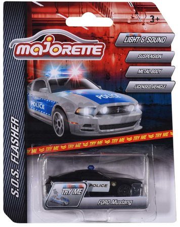 Autíčko zásahové S.O.S. Flashers Majorette kovové so zvukom 7,5 cm dĺžka rôzne druhy