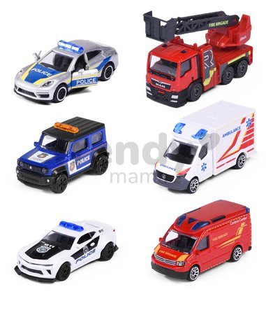 Autíčko zásahové S.O.S. Vehicles Majorette otvárateľné 7,5 cm dĺžka 6 rôznych druhov