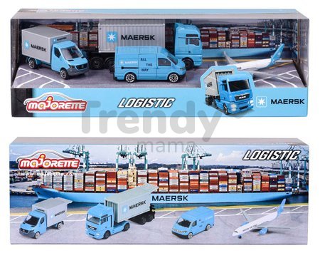 Autíčka prepravné MAERSK 4 Pieces Giftpack Majorette kovové 7,5 cm dĺžka sada 4 druhov v darčekovom balení