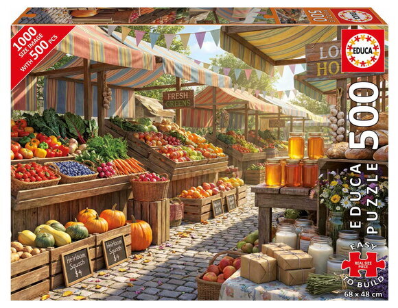 Puzzle Sunny Farms Market Educa 500 dílků a Fix lepidlo