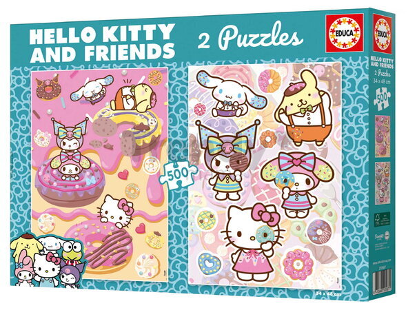 Puzzle Hello Kitty & Friends Educa 2x500 de piese de la 11 ani