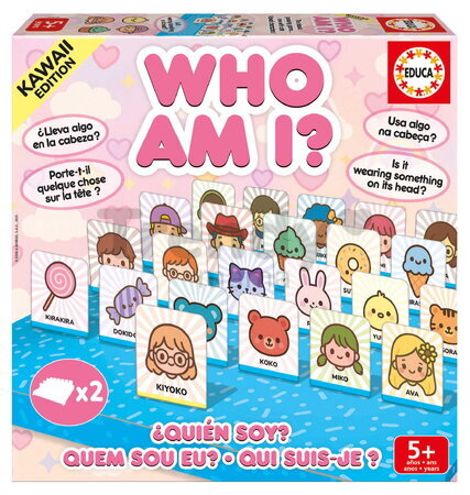 Spoločenská hra Uhádni kto som Who am I Kawaii Educa 48 kartičiek pre 2 hráčov od 5 rokov v španielčine angličtine francúzštine a portugalčine EDU2060