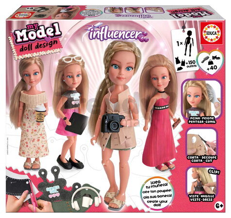 Kreativní tvoření My Model Doll Influencer Style Educa Vyrob si vlastní influencer panenku 40 doplňků od 6 let