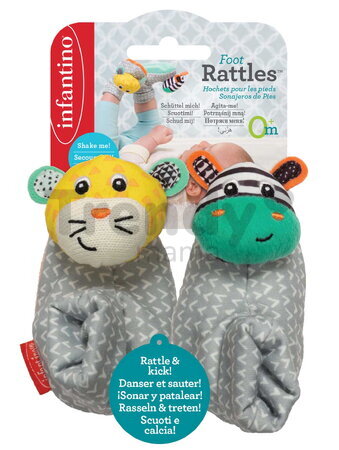 Papučky s hrkálkou Zebra & Tiger Foot Rattle Infantino od 0 mes INF206893-00