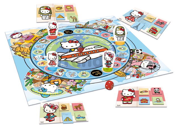 Spoločenská hra Hello Kitty World Tour Educa dosková hra pre 2 hráčov od 5 rokov v španielčine, angličtine, francúzštine a portugalčine  EDU20695