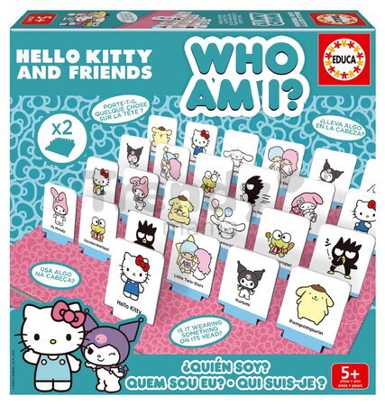 Spoločenská hra Uhádni kto som Who am I Hello Kitty Educa 48 kartičiek pre 2 hráčov od 5 rokov v španielčine angličtine francúzštine a portugalčine ED
