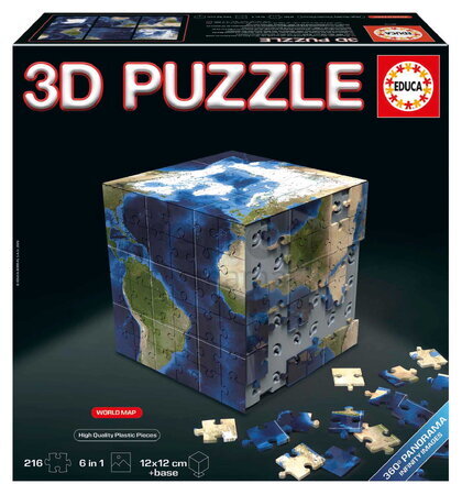 Puzzle kocka Worldmap 3D Cube Educa 216 dielov od 8 rokov EDU20712