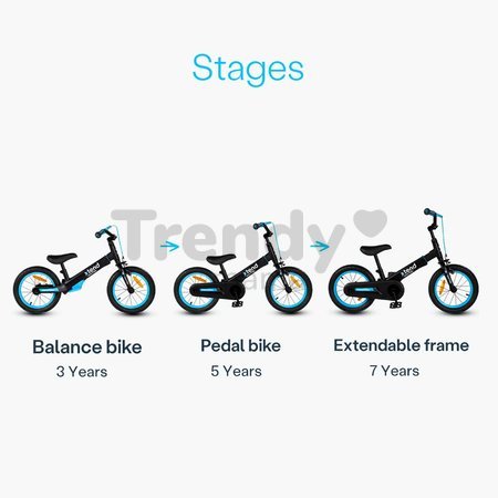 Bicykel a odrážadlo 2v1 Xtend Bike Blue smarTrike rozšíriteľný rám z magnézia s výškovo nastaviteľným sedadlom a riadidlami s prednou brzdou od 3 do 7