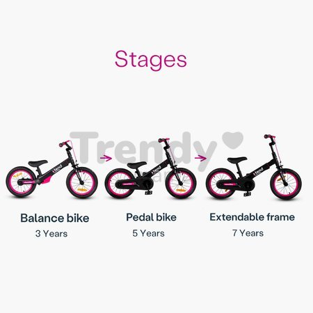Bicykel a odrážadlo 2v1 Xtend Bike Pink smarTrike rozšíriteľný rám z magnézia s výškovo nastaviteľným sedadlom a riadidlami s prednou brzdou od 3 do 7