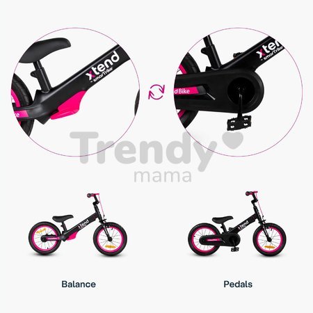 Bicykel a odrážadlo 2v1 Xtend Bike Pink smarTrike rozšíriteľný rám z magnézia s výškovo nastaviteľným sedadlom a riadidlami s prednou brzdou od 3 do 7