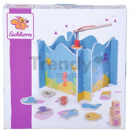 Drevená hra na rybárov Fishing Game Eichhorn magnetická 16 dielov