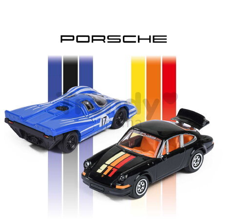 Mașinuță Porsche Premium Majorette 6 tipuri diferite, metal, cu piese mobile, lungime 7,5 cm, 1:64