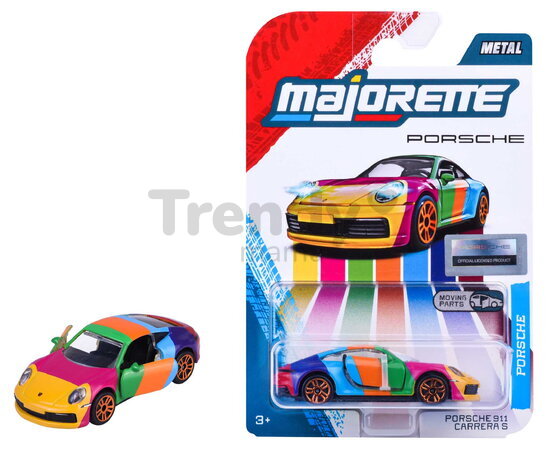 Mașinuță Porsche Premium Majorette 6 tipuri diferite, metal, cu piese mobile, lungime 7,5 cm, 1:64
