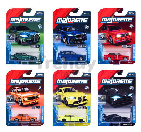 Mașinuță BMW Premium Majorette metalică, cu suspensie; lungime 7,5 cm; 6 tipuri diferite