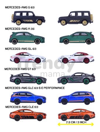 Autíčko Mercedes-AMG Deluxe Majorette kovové 6 rôznych druhov so zberateľským boxom dĺžka 7,5 cm 1:64