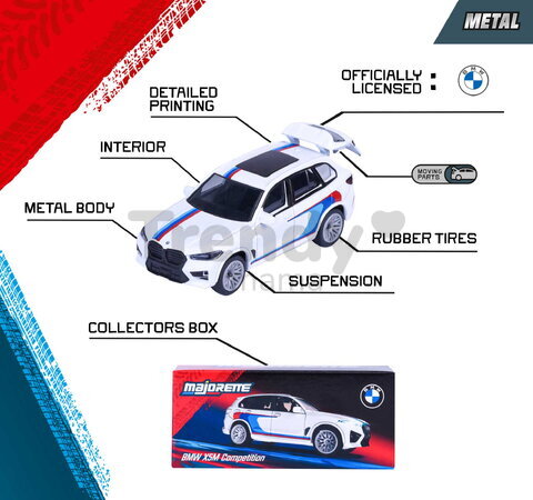 Mașinuță BMW Deluxe Majorette metalice, 6 tipuri diferite, cu cutie de colecție; lungime 7,5 cm; 1:64