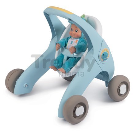Chodítko a kočík pre bábiku Croc Baby Walker MiniKiss 3in1 Smoby s brzdou a bezpečnostným pásom od 12 mes