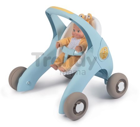 Chodítko a kočík pre bábiku Croc Baby Walker MiniKiss 3in1 Smoby s brzdou a bezpečnostným pásom od 12 mes