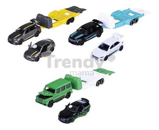 Autíčko s prívesom Mercedes-AMG Deluxe Majorette kovové 3 rôzne druhy dĺžka 18 cm