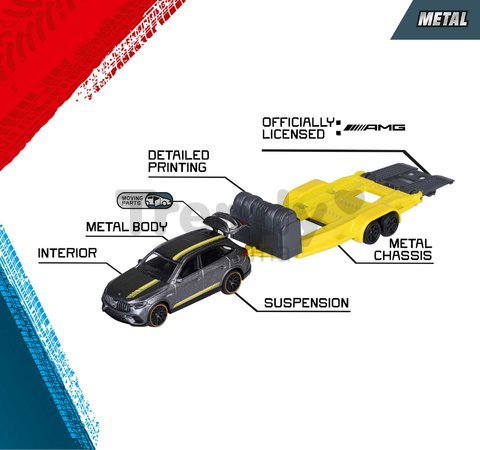 Autíčko s prívesom Mercedes-AMG Deluxe Majorette kovové 3 rôzne druhy dĺžka 18 cm