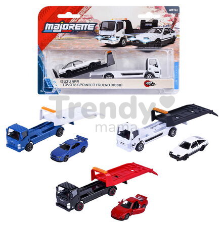 Camion cu mașinuță JDM Legends Majorette metalice, 3 tipuri diferite, lungime 1:64