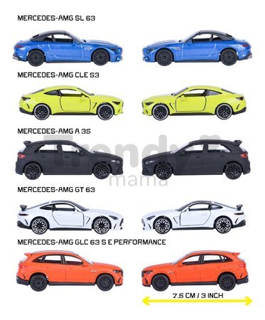 Autíčka Mercedes-AMG Majorette kovové 5 druhov v darčekovom boxe dĺžka 7,5 cm 1:64