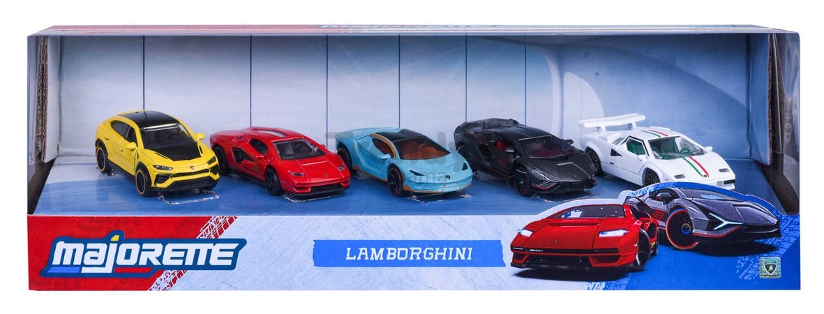 Autíčka Lamborghini Majorette kovové 5 druhov v darčekovom boxe dĺžka 7,5 cm 1:64