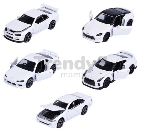 Mașinuțe Nissan Giftpack Majorette set metalic de 5 tipuri, în ambalaj cadou; lungime 7,5 cm; 1:64
