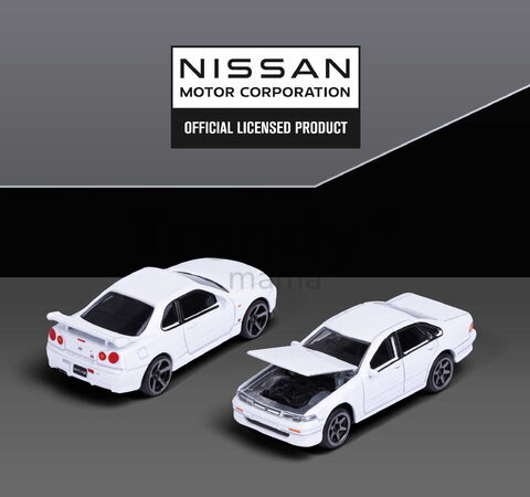Mașinuțe Nissan Giftpack Majorette set metalic de 5 tipuri, în ambalaj cadou; lungime 7,5 cm; 1:64