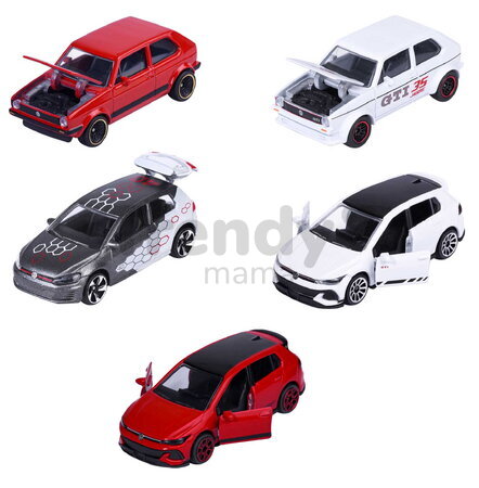 Mașinuțe Golf GTi Giftpack Majorette set metalic de 5 tipuri, în ambalaj cadou, lungime 7,5 cm, 1:64