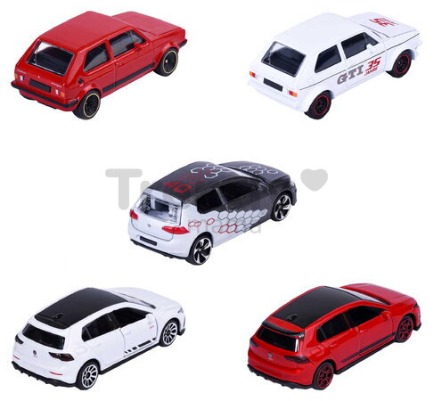 Mașinuțe Golf GTi Giftpack Majorette set metalic de 5 tipuri, în ambalaj cadou, lungime 7,5 cm, 1:64