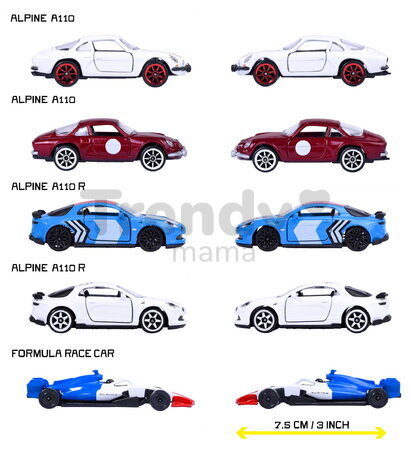 Mașinuțe Alpine Giftpack Majorette set metalic de 5 tipuri în ambalaj cadou, lungime 7,5 cm, 1:64