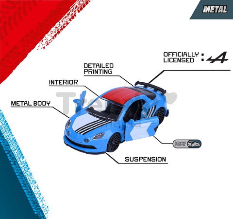 Mașinuțe Alpine Giftpack Majorette set metalic de 5 tipuri în ambalaj cadou, lungime 7,5 cm, 1:64