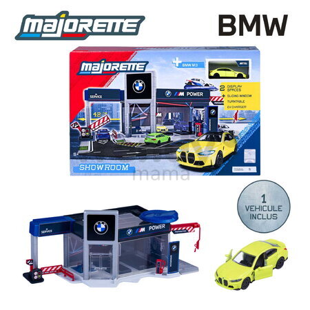 Garáž s predvádzacou platformou BMW Showroom Majorette s kovovým modelom autíčka 1:64 MJ2106000