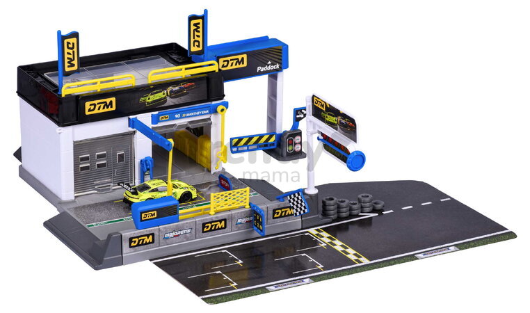 Garáž s otvárateľnými dverami Motorsport DTM Pit Stop Majorette s modelom autíčka Porsche 1:64  MJ2106002