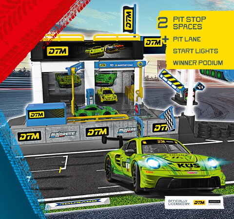 Garáž s otvárateľnými dverami Motorsport DTM Pit Stop Majorette s modelom autíčka Porsche 1:64  MJ2106002