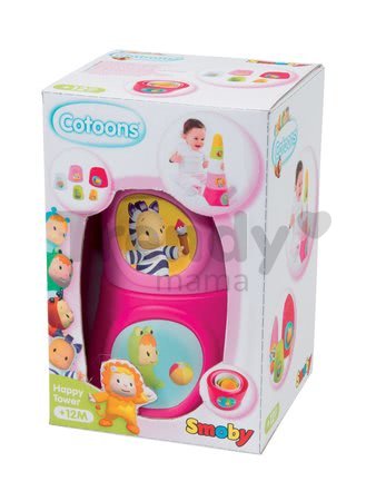 Skladacie šálky Happy Tower Cotoons Smoby 5 kusov ružové od 12 mes