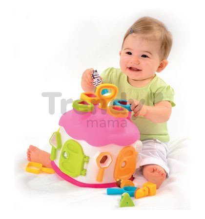 Didaktický domček Cootons Smoby vkladací s kľúčmi a figúrkami ružový od 12 mes