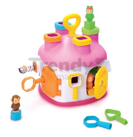 Didaktický domček Cootons Smoby vkladací s kľúčmi a figúrkami ružový od 12 mes