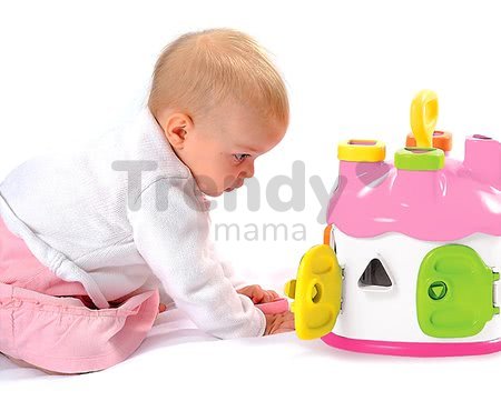 Didaktický domček Cootons Smoby vkladací s kľúčmi a figúrkami ružový od 12 mes