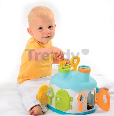 Didaktický domček Cootons Smoby vkladací s kľúčmi a figúrkami modrý od 12 mes