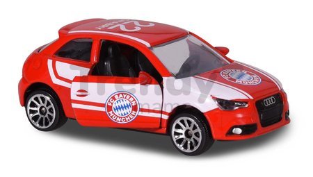 Autíčko FC Bayern Premium Majorette kovové s odpružením so samolepkami 7,5 cm dĺžka 6 rôznych druhov