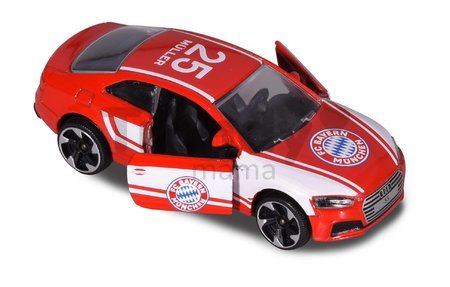 Autíčko FC Bayern Premium Majorette kovové s odpružením so samolepkami 7,5 cm dĺžka 6 rôznych druhov